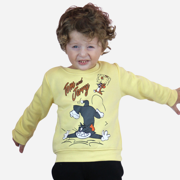 Tom n Jerry Sweatshirt and Black Fleece Trouser Set