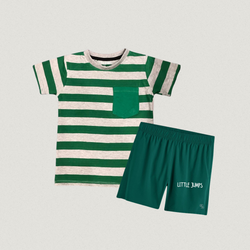 Green Stripe T-Shirt & Dark Green Shorts